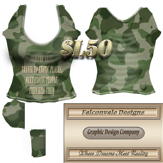 Join the army camouflage BB doll Tee shirt