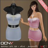 DCNY MESH Summer Tube Top & Skirt in Periwinkle
