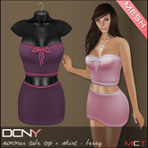 DCNY MESH Summer Tube Top & Skirt in Berry