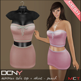 DCNY MESH Summer Tube Top & Skirt in Peach