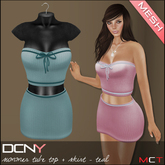 DCNY MESH Summer Tube Top & Skirt in Teal