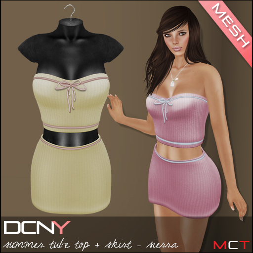 DCNY MESH Summer Tube Top & Skirt in Sierra