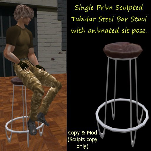 Single Prim Sculpted Tubular Steel Bar Stool
