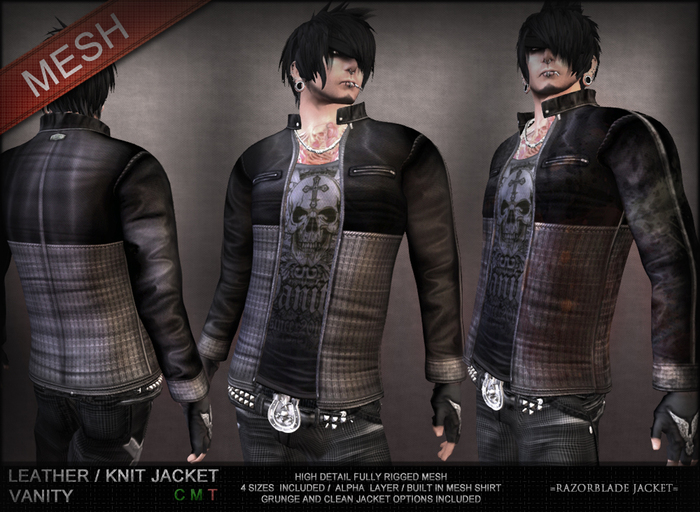 =Razorblade Jacket= Leather/Knit Jacket w/ Vanity Shirt