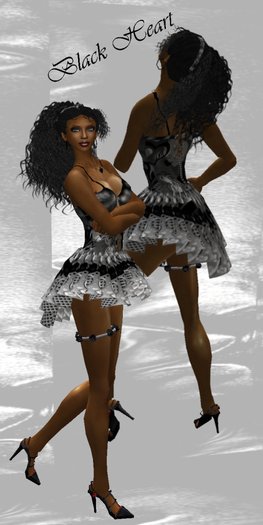 FULL PERM SEXY BLACK HEARTS DRESS, SHOES & ACCESSORIES - 10L