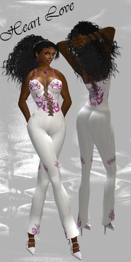 FULL PERM WHITE HEART CATSUIT, SHOES & ACCESSORIES - 10L