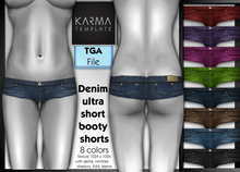 Karma Template - Tga - Denim Ultra Short Booty Shorts - 8 Colors