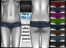 Karma Template - PSD & Tga - Denim Ultra Short Booty Shorts - 8 Colors
