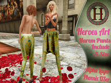 Heroes Art.-Harem Turkish  Pants- Vintage Circle Yellow Green Woman Mesh Pants Box