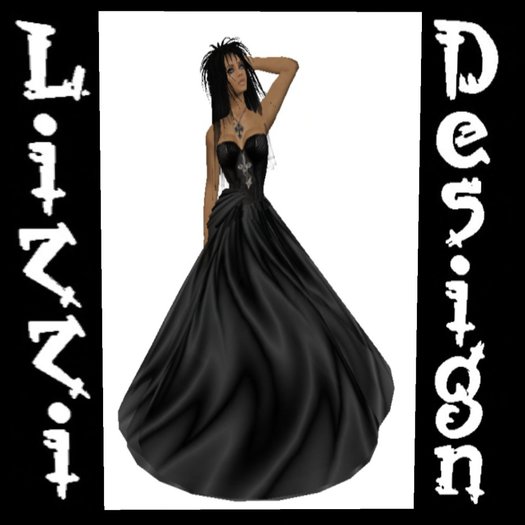 FULL PERM FORMAL BLACK GOTHIC GOWN, SHOES & ACCESSORIES - 10L