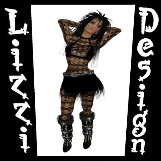 FULL PERM SEXY BLACK OUTFIT, SHOES & ACCESSORIES - 10L