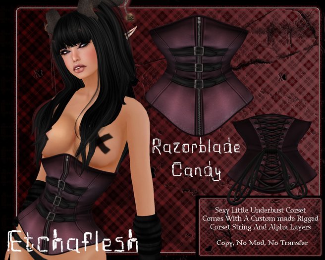 [Etchaflesh] DEMO Razorblade Candy Underbust Corset MESH