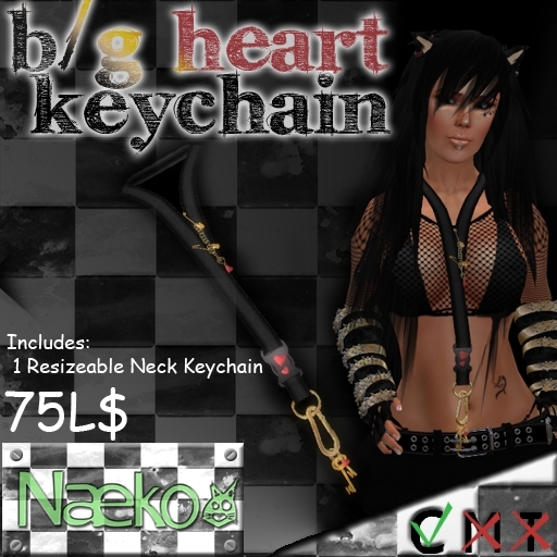 [Naeko] Black & Gold Heart Keychain 