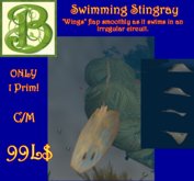 Swimming Stingray with Smooth Wing Animation  - Only 1 Prim!