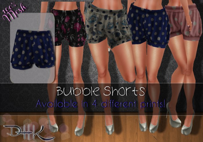 [ D H K ] Bubble Shorts Blue Polka Dots