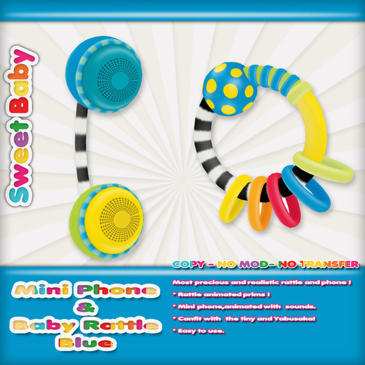 Sweet Baby - Mini Phone & Rattle - Blue