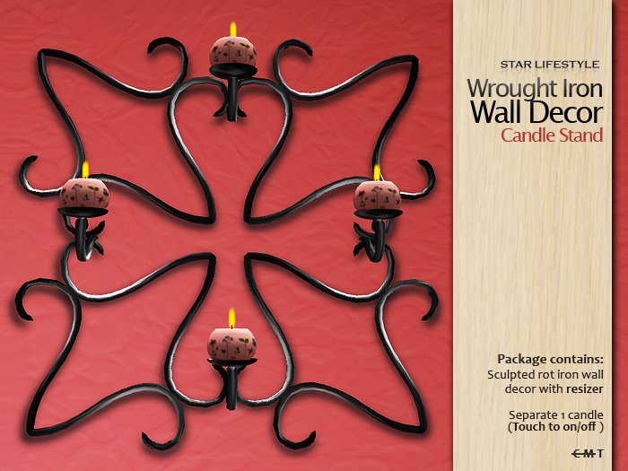 Second Life Marketplace StarLifestyle Wrought Iron Wall Candle Holder