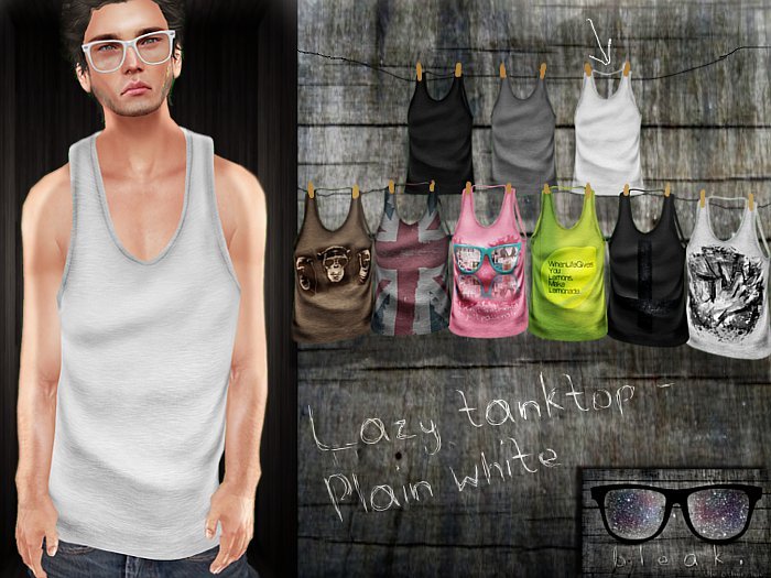 bleak . Lazy Tanktop- Plain White