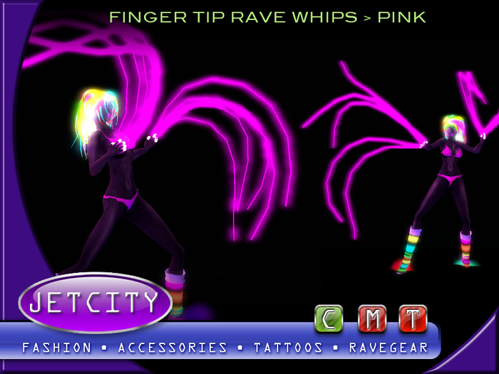 JETCITY - Finger Tip Rave Whips > PINK