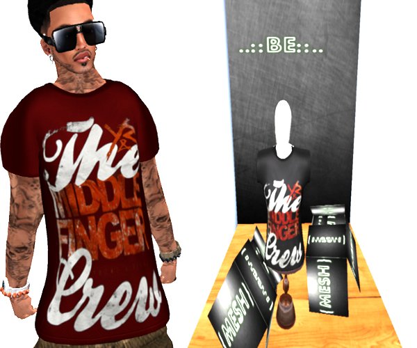 ---::[[F A M E]]::--Middle Finger Crew[Blk]-Mesh Shirt