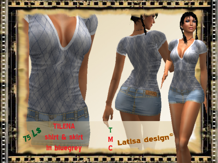 TILANA skirt & shirt bluegrey