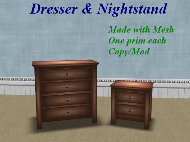 Dresser & Nightstand w/Texture Change Menu