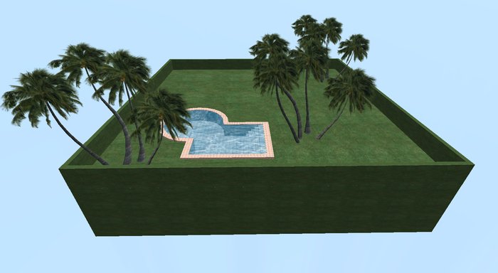Platform for skybox with swimming pool