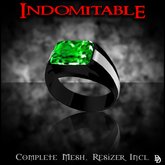 Dare Designs: Indomitable men's ring - black titanium/emerald