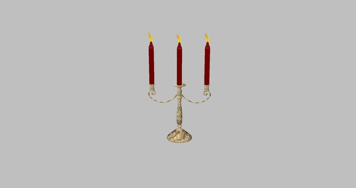 Candle Stick - Triple - Gold/Red