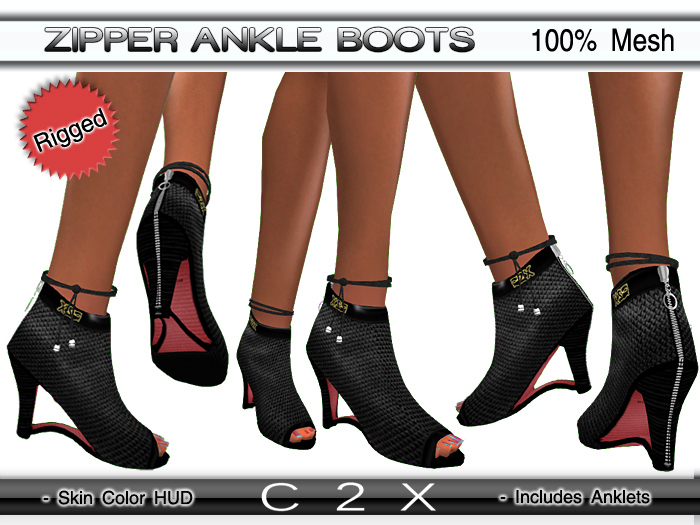 ~C2X~ ZIPPER Ankle Boots *Rigged*