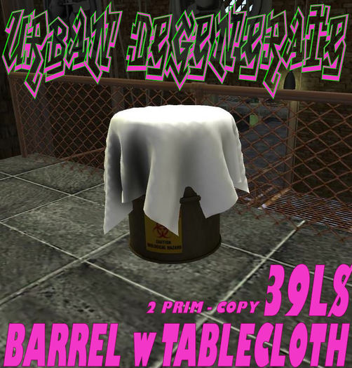 BIOHAZARD BARREL w TABLECLOTH