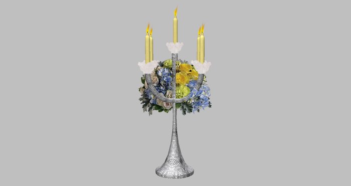 Candelabra - Silver - Blue/Yellow - Yellow