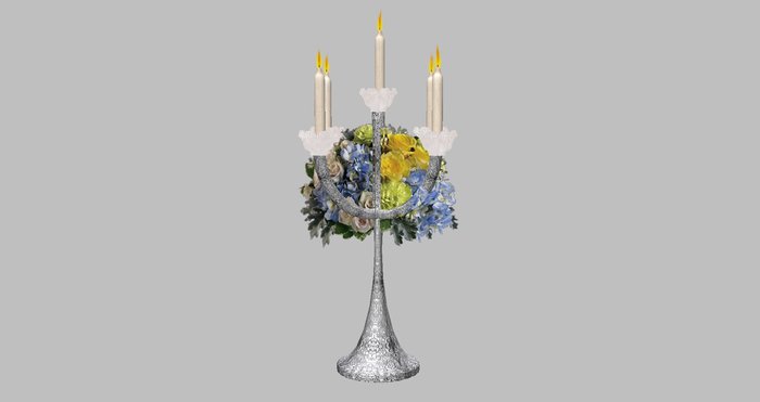 Candelabra - Silver - Blue/Yellow - White