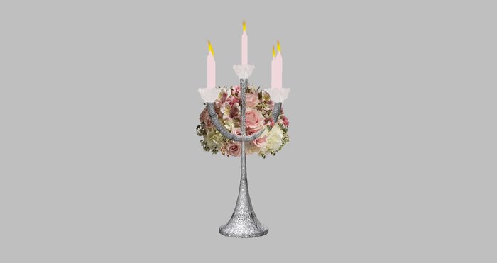 Candelabra - Silver with Pink