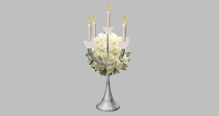 Candelabra - Silver - White