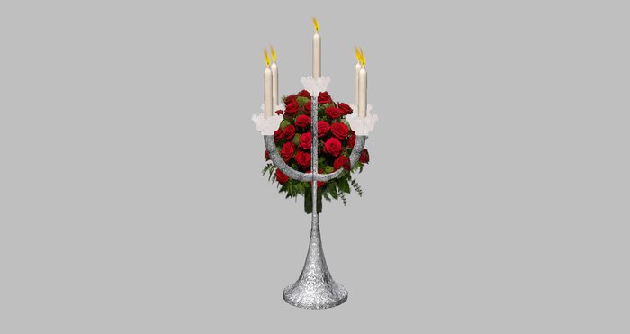Candelabra - Silver - Red/White