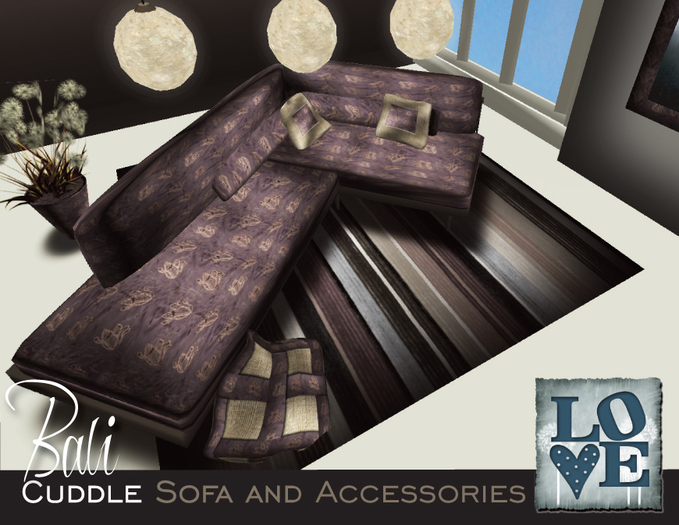 Bali menu driven Love and Cuddle Sofa and accessories