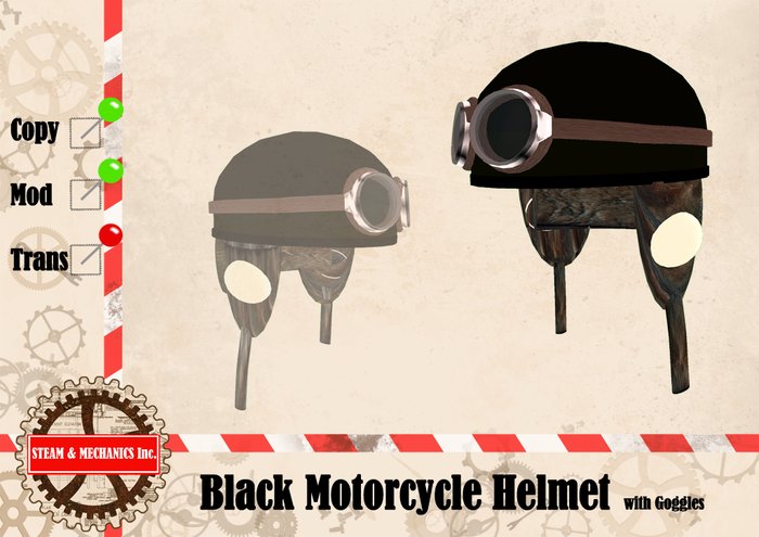 Black Motorcycle Helmet with Goggles