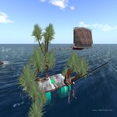29 prims Fishing Deck tropical with 2 Fishing poseballs