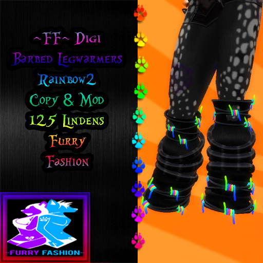 ~FF~ Digi Barbed Legwarmers Rainbow2