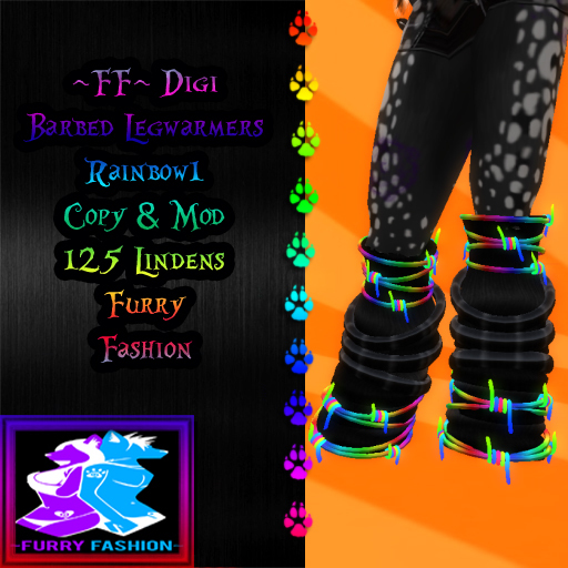 ~FF~ Digi Barbed Legwarmers Rainbow1