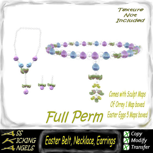 AKA Easter Egg Belt Necklace Earrings Full Perm with Maps Ad