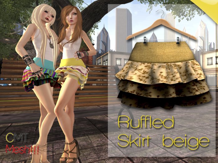 .::[NerdMonkey*Clothes] - [Ruffled Skirt floral beige]::.