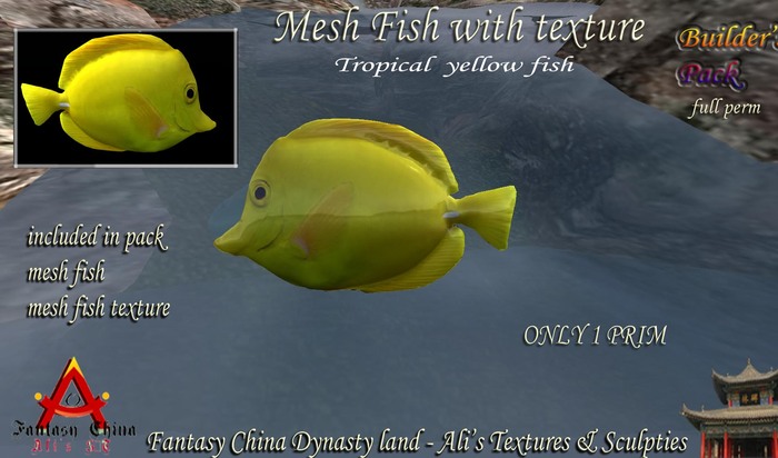 Mesh tropical yellow fish with texture full perm