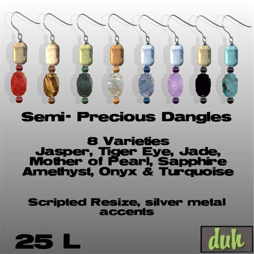 ::Duh!:: Silver Semi-Precious Stone Dangles