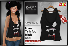 Karma - Mesh Loose Tank Top Devil - Black - 5 Sizes include