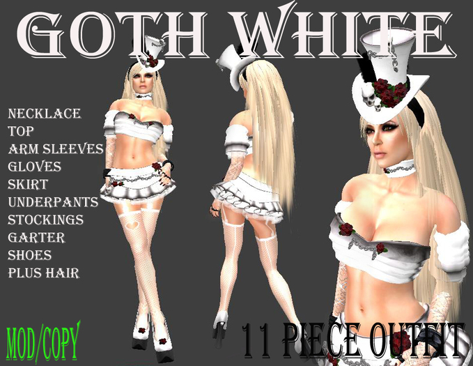 Goth White Skirt Outfit