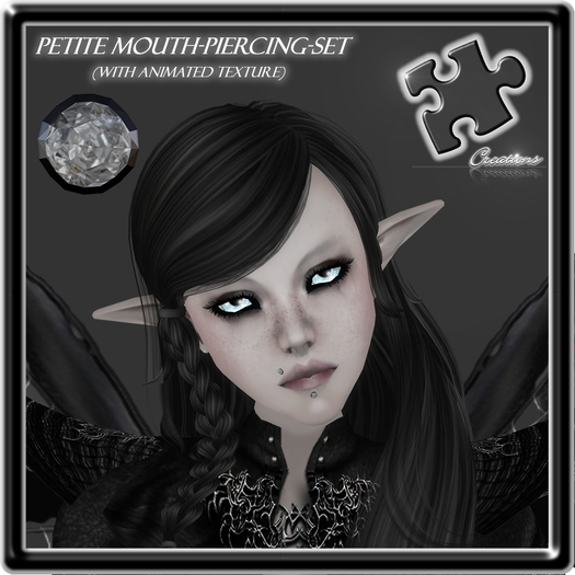 Petite Mouth-Piercing-Set / Tiny / Face / Unisex / Sculpted / Silver / Silber / Black / Schwarz / Animated