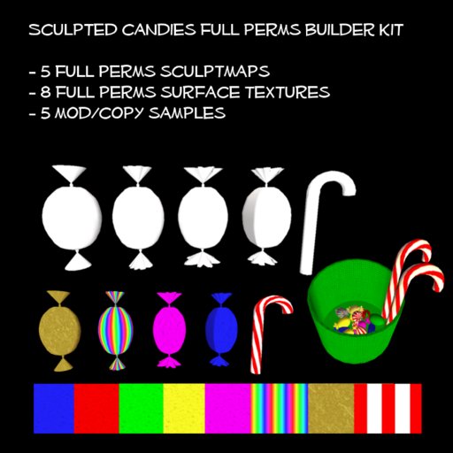 Sculpted Candies and Candy Cane - Full Perms Builder's Sculpties