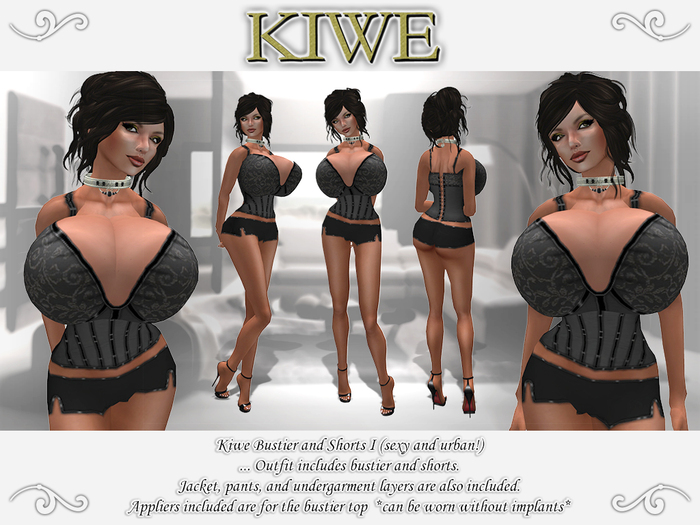 Kiwe Bustier and Shorts I (dark) for Prim B's